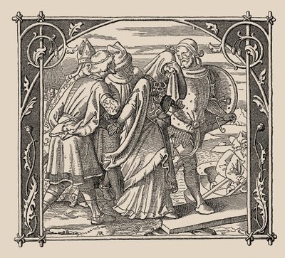 O Nibelungen. Despedida de Kriemhild, 1840-1841. de Alfred Rethel