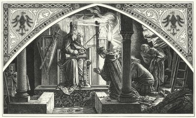 Otto III no túmulo de Carlos Magno (gravura) de Alfred Rethel
