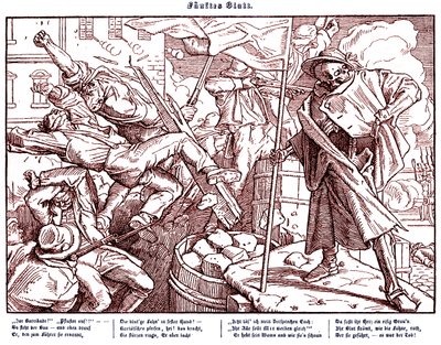 Totentanz 1848: A morte leva cidadãos revolucionários de Alfred Rethel