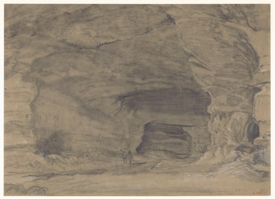 Duas figuras caminham dentro de uma grande caverna de Alfred Robaut