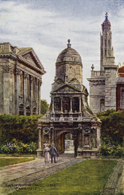 Cambridge: Gate of Honor, Caius College (lito a cores) de Alfred Robert Quinton