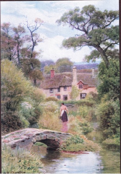 Passarela, perto de Porlock, Somerset, de The Cottages and the Village Life of Rural England publicado por Dent & Sons Limited de Alfred Robert Quinton