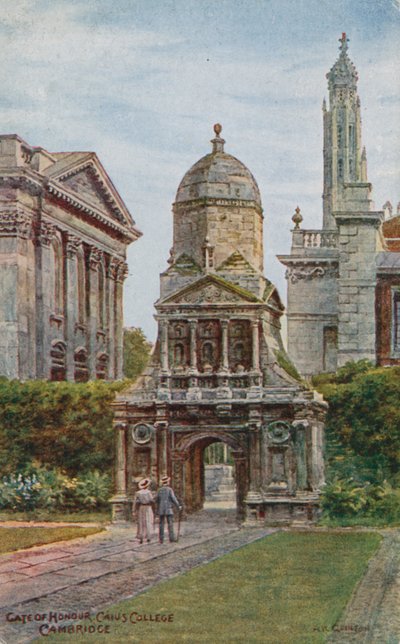 Porta de Honra, Caius College, Cambridge (cor litho) de Alfred Robert Quinton