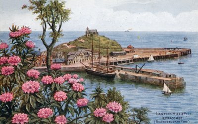 Colina da lanterna e cais, Ilfracombe, (tempo do rododendro) de Alfred Robert Quinton