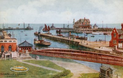 Ponte do balanço e porto, Lowestoft de Alfred Robert Quinton