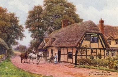 The Barley Mow Inn, Clifton Hampden (litografia a cores) de Alfred Robert Quinton