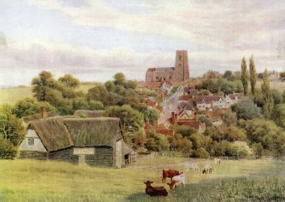 A igreja na colina, Kersey, Suffolk de Alfred Robert Quinton