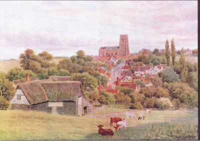 A igreja na colina, Kersey, Suffolk, das casas de campo e a vida da vila de Inglaterra rural publicada por Dent & Sons Limited, 1912 de Alfred Robert Quinton