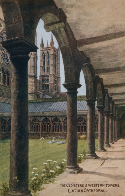 Os claustros e as torres ocidentais, a catedral de Lincoln de Alfred Robert Quinton