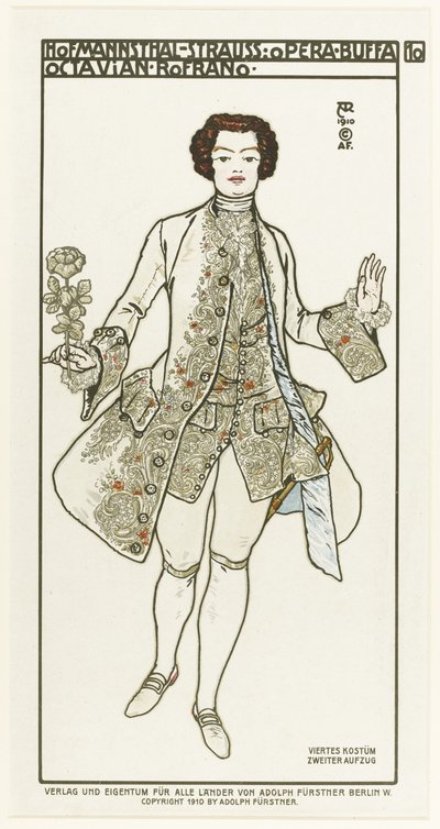 Figurino da ópera Der Rosenkavalier O Cavaleiro da Rosa de Richard Strauss, 1910 de Alfred Roller