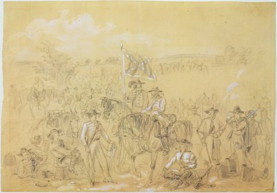 A Primeira Cavalaria da Virgínia em uma Parada, de &39;Harper&39;s Weekly&39;, 27 de setembro de 1862 (lápis e porcelana branca sobre papel) de Alfred Rudolph Waud