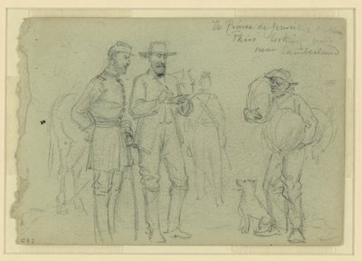 O Príncipe de Joinville desenhando "Paris" olhando, perto de Cumberland de Alfred Rudolph Waud