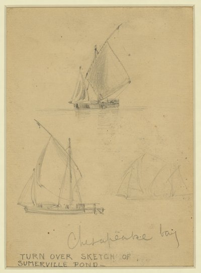 Três veleiros na Baía de Chesapeake de Alfred Rudolph Waud