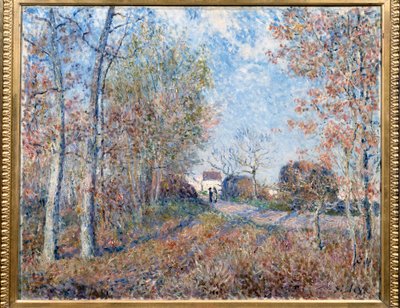 Um canto de madeira com Sablons ou a estrada para a árvore de madeira (borda da floresta de Fontainebleau, perto de Moret-sur-Loing) Pintura de Alfred Sisley (1839-1899) 1883 Dim. 0,6x0,73 m Paris, musee d