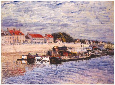 Barcaças no Loing em Saint-Mammès de Alfred Sisley