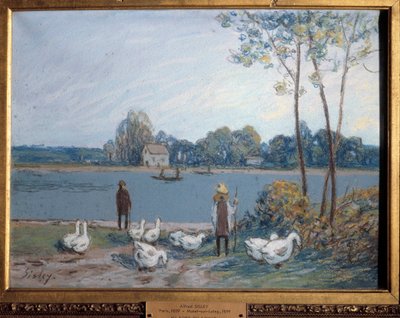 No limite do Loing. Pintura de Alfred Sisley (1839 - 1899) de Alfred Sisley