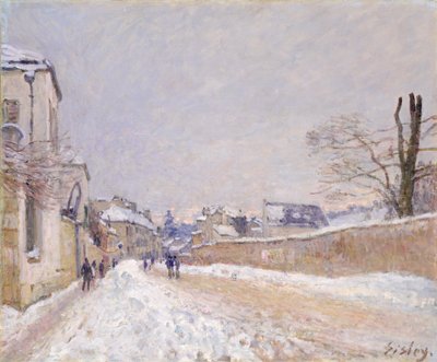 Rue Eugène Moussoir em Moret: inverno de Alfred Sisley