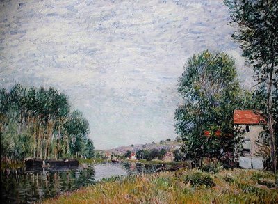 Os Bancos do Loing em Moret de Alfred Sisley