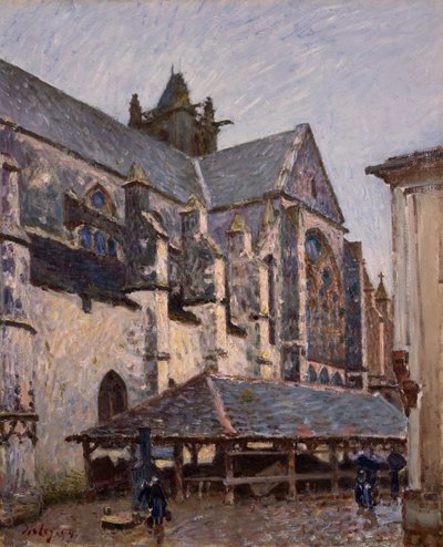A Igreja em Moret na Chuva, 1894. de Alfred Sisley