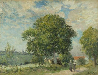 The Entrance to the Village, c.1880 (óleo sobre tela) de Alfred Sisley