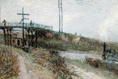 A Passarela sobre a ferrovia em Sevres, c.1879 de Alfred Sisley