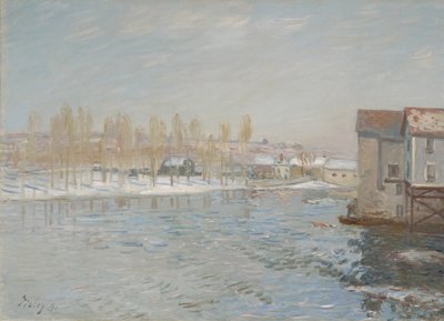 O Loing e os Moinhos de Moret, Efeito Neve, 1891 de Alfred Sisley