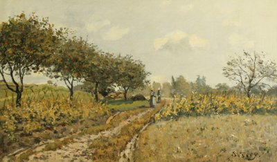 O caminho no campo; O Caminho no Campo, 1876 de Alfred Sisley