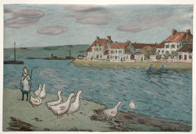 A margem do rio ou gansos, 1897. de Alfred Sisley
