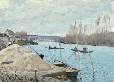 O Sena em Port-Marly, pilhas de areia, 1875 de Alfred Sisley