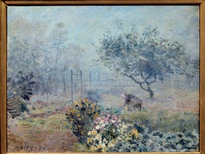 Os vizinhos de nevoeiro. Pintura de Alfred Sisley (1839-1899) de Alfred Sisley