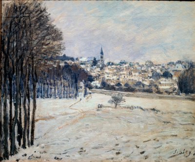 A neve em Marly - óleo sobre tela de Alfred Sisley