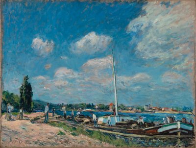 Descarregando Barcaças em Billancourt, 1877. de Alfred Sisley