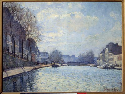 Vista do Canal Saint Martin em Paris, em 1870. Pintura de Alfred Sisley (1839-1899) de Alfred Sisley