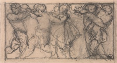 Grupo de Querubins (desenho para um friso?) de Alfred Emile Stevens