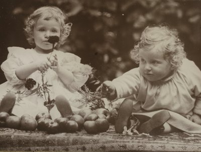 Sobrinhas - Flora segurando flor e Hedwig, c. 1896. de Alfred Stieglitz
