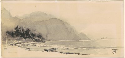 barco na praia de Alfred Thompson Bricher