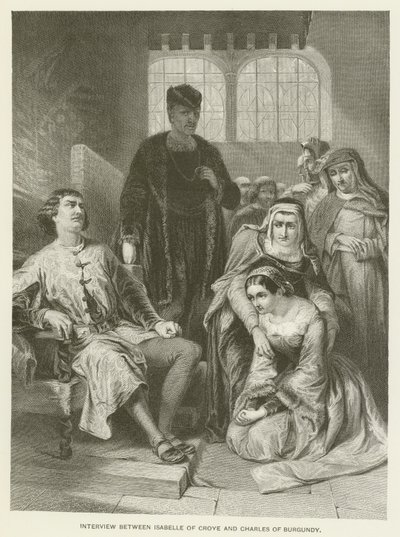 Entrevista entre Isabelle de Croye e Charles de Burgundy de Alfred W. Elmore