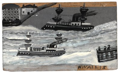 Canhoneiras em tempo de guerra, c.1855-1942 (óleo sobre painel) de Alfred Wallis