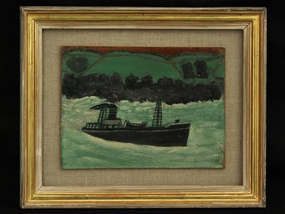 Traineira na costa da Cornualha, c.1928 de Alfred Wallis