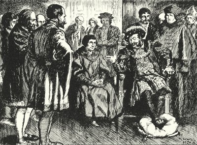 Sir Thomas More, no Tribunal de Henrique VIII, resistindo aos reis, tenta fazê-lo dizer algo para diverti-lo de Alfred Wallis Mills
