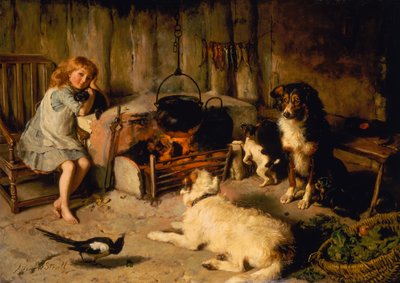 Um Pote Assistido Nunca Ferve (óleo sobre tela) de Alfred William Strutt