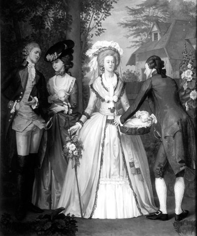 Maria Antonieta (1755-93) de Habsburgo-Lorena, Rainha da França e Navarra, como pastora no Trianon (bw print) de Alfred Wilson Cox