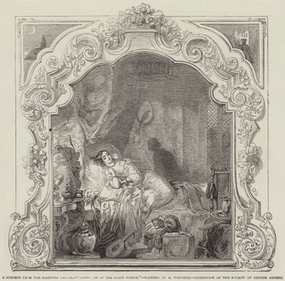 Um Assunto do Palácio Adormecido, Abordagem do Príncipe das Fadas, Exposição da Sociedade de Artistas Britânicos de Alfred Woolmer