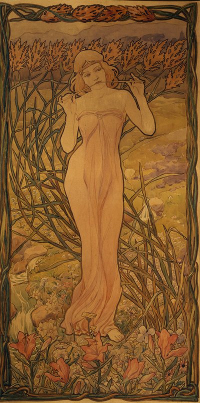Mulher a tocar flauta de Alfredo Baruffi