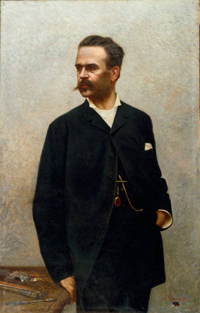 Retrato do Pintor Niccolo Barabino (1832-1897) Pintura de Alfredo Luxoro (n. 1859-1918) Sol do século XIX. 124x80 cm genes Nervi, Galleria d