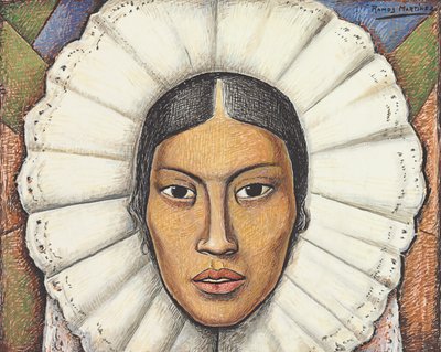 Tehuana, c.1930 (gouache e lápis de cera em papel) de Alfredo Ramos Martinez