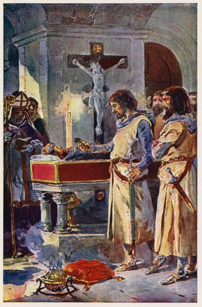 Martim de Freitas in Toledo (colour litho) de Alfredo Roque Gameiro