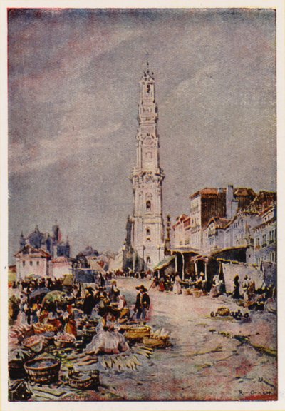 Torre dos Clerigos, Porto, Portugal (colour litho) de Alfredo Roque Gameiro