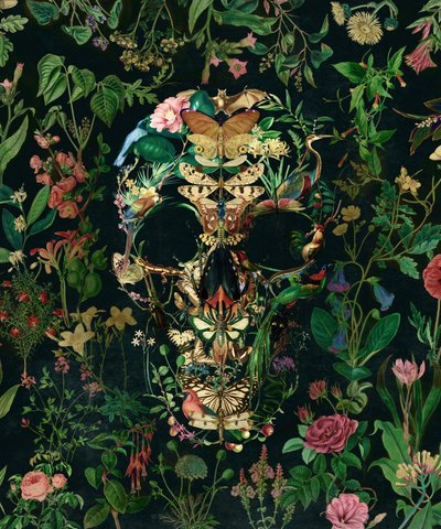 Crânio floral sombrio de Ali Gulec