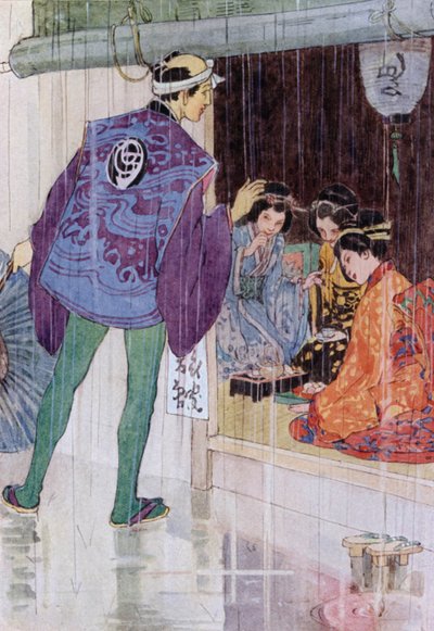 Ilustração para A História de O Mikado (cor litho) de Alice Bolingbroke (after) Woodward